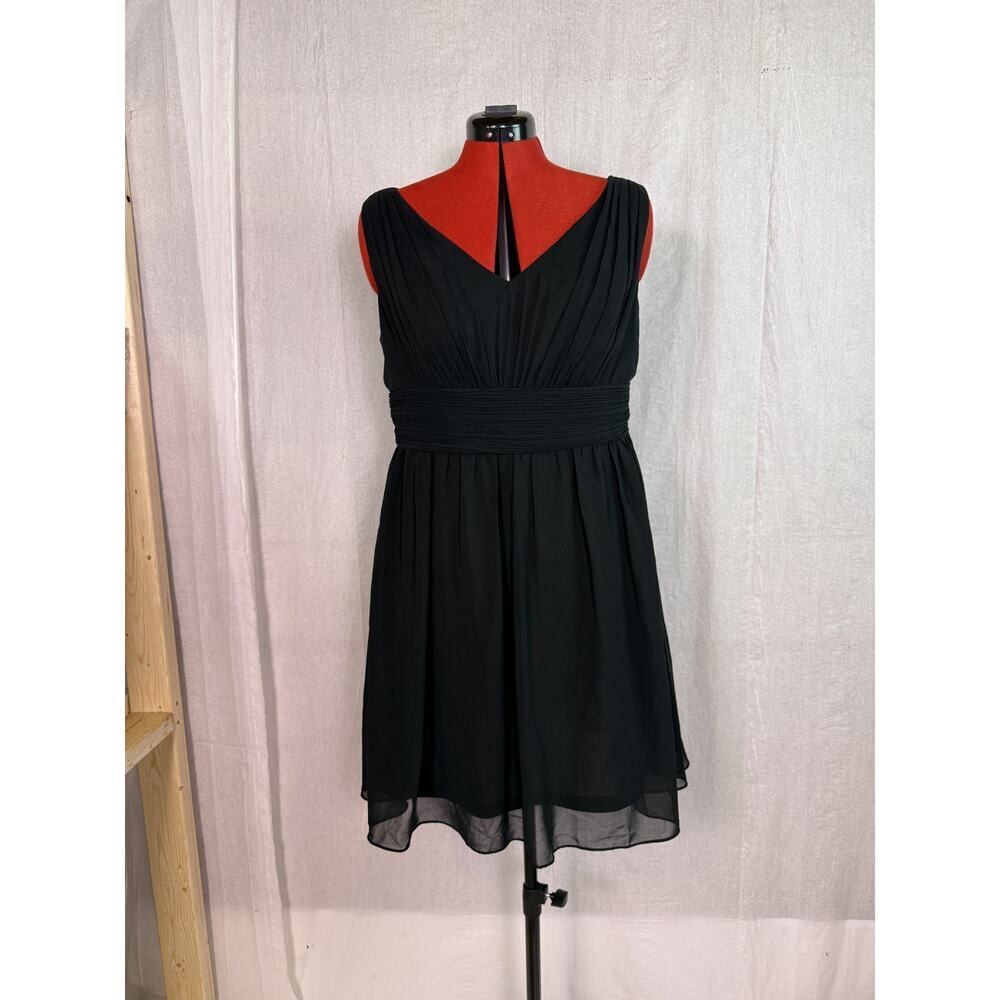 Ever Pretty Dress V-Neck Draped Ruched Waist Mini Chiffon Size 16 D349